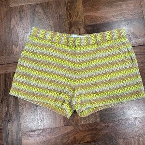 Joe Fresh Yellow and Tan Funky Trendy Patterned Women's Shorts Size 10 Short